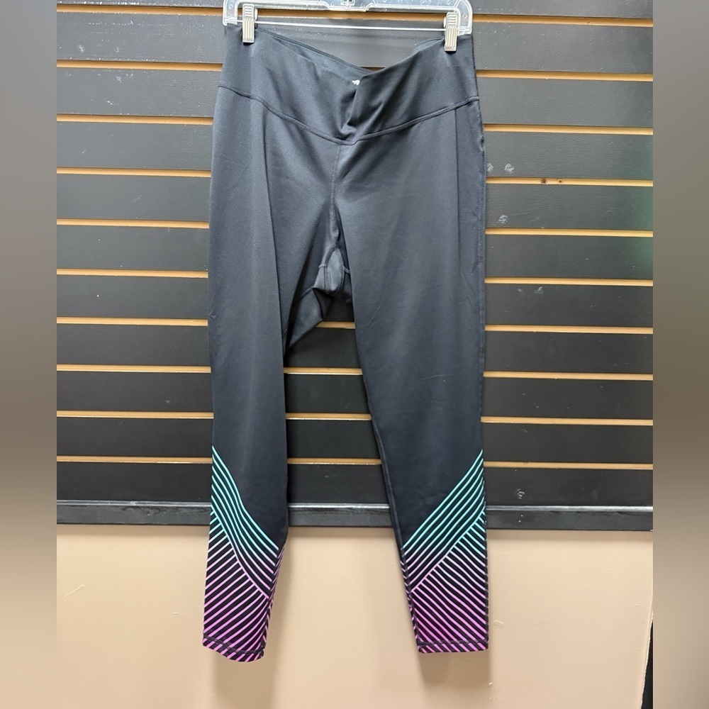 Ideology High-Rise Performance Leggings 1X Black Ombre Stripe
